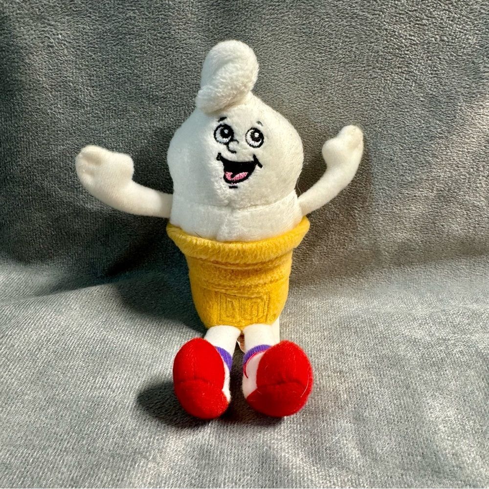 Vintage 90s Dairy Queen Curly Top Ice Cream Cone Stuffed Plush Animal | 1999